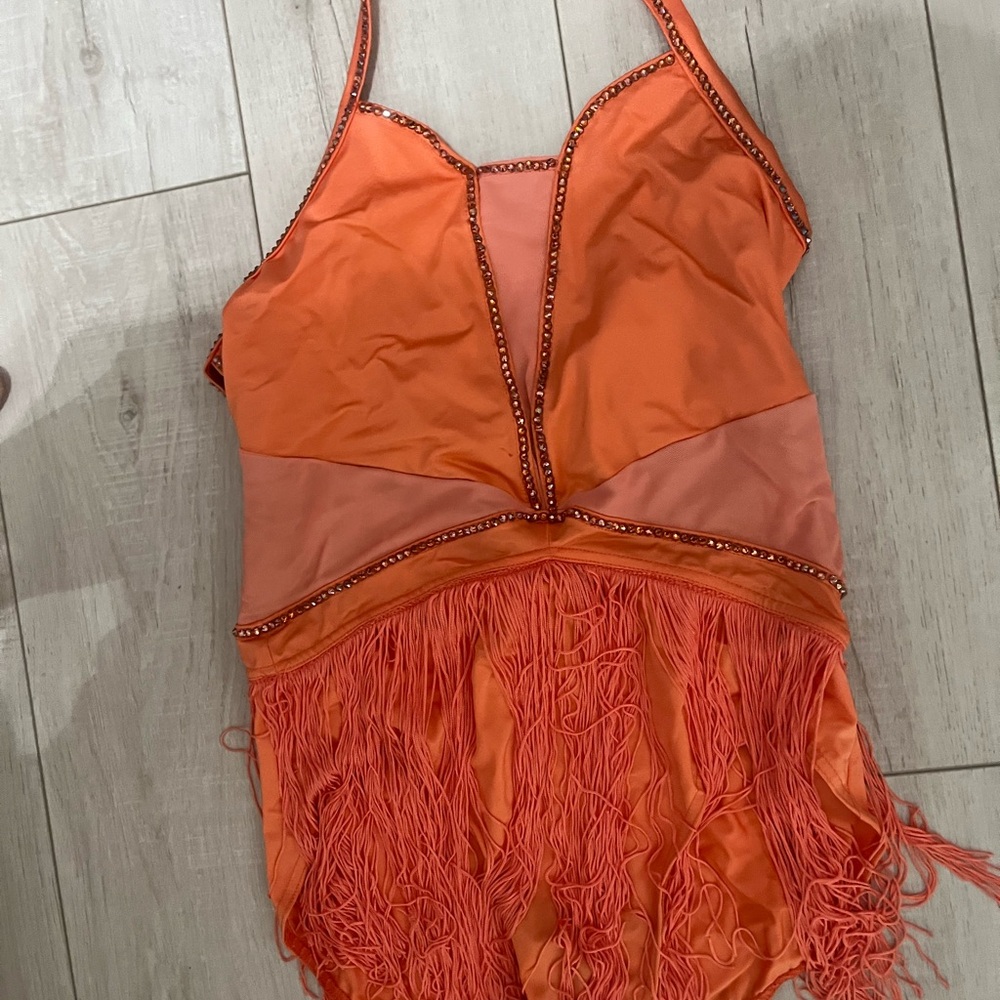 Orange Kids One Piece with Fringe